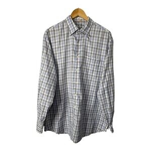 Peter Millar Plaid Button Down Long Sleeve‎ Dress Shirt Blue Men Size XL